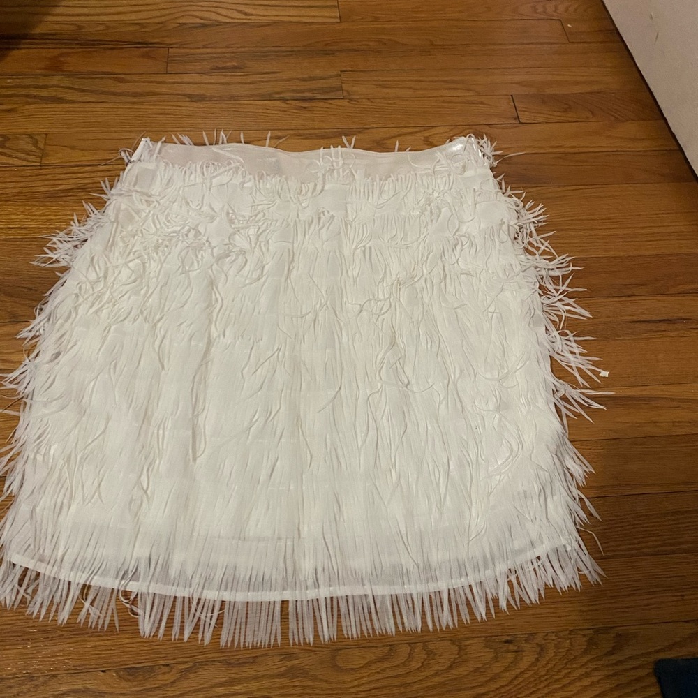White fringe skirt from Express.